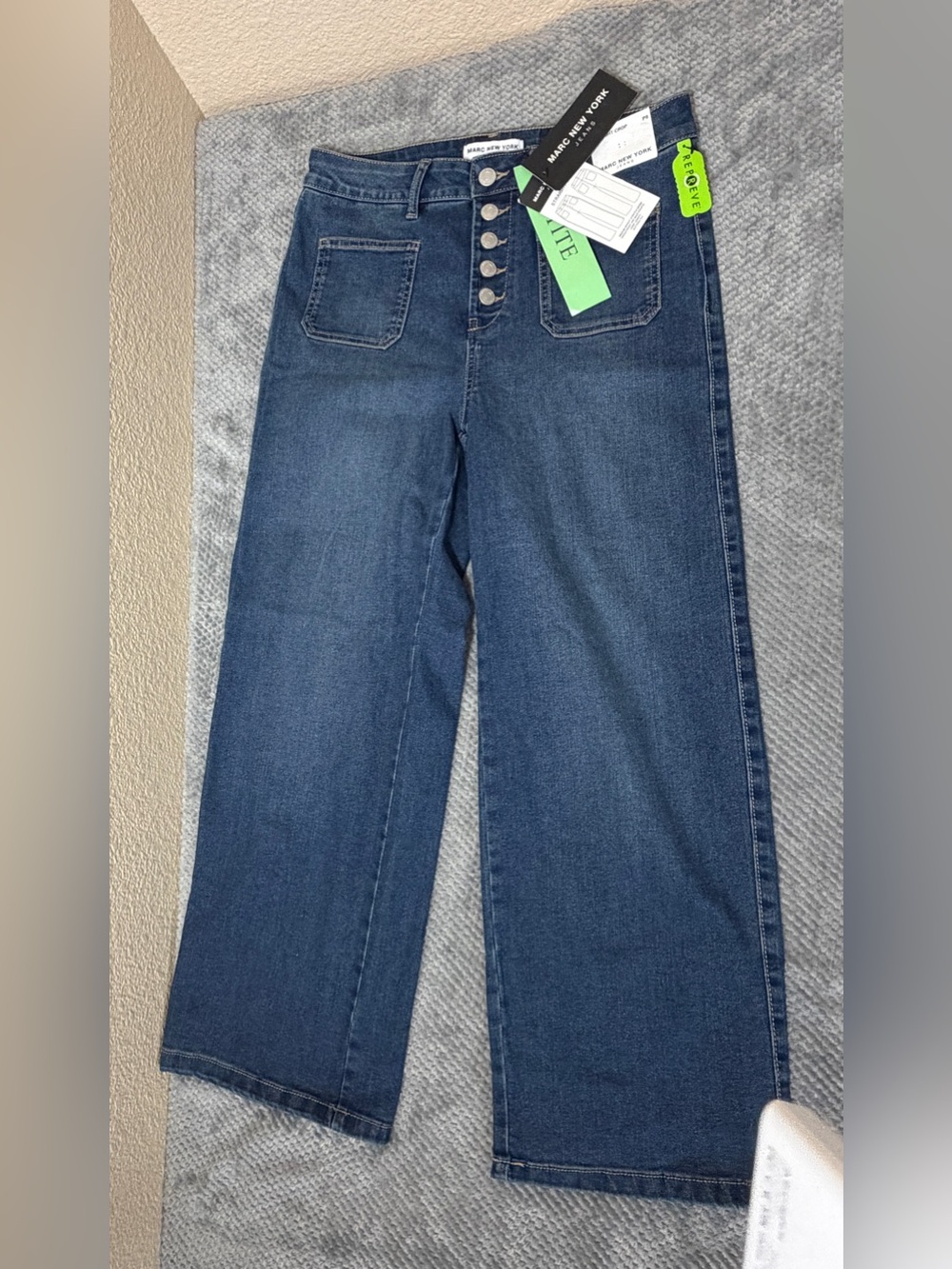 Marc New York Wide-Leg High-Rise Jeans in Dark Blue